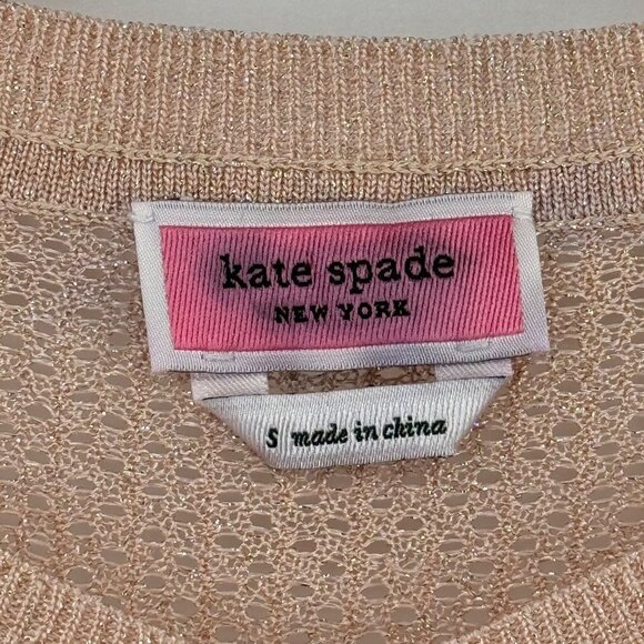 Kate Spade New York Womens Cardigan Sweater size Small pink sparkle cropped - Picture 5 of 10